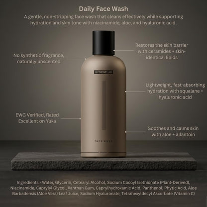 HygieneLab Face Wash – EWG Verified, Gentle & Hydrating Cleanser with Aloe, Niacinamide & Vitamin C (5 fl oz) Avelisse
