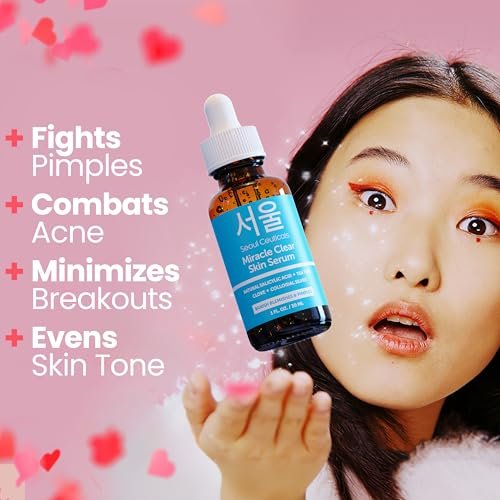 SeoulCeuticals Korean Acne Serum - Rapid Action Salicylic Acid, Tea Tree & Clove for Acne Prone Skin, 1oz Avelisse