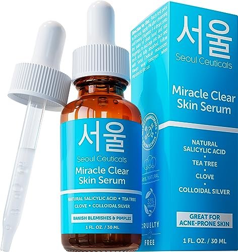 SeoulCeuticals Korean Acne Serum - Rapid Action Salicylic Acid, Tea Tree & Clove for Acne Prone Skin, 1oz Avelisse