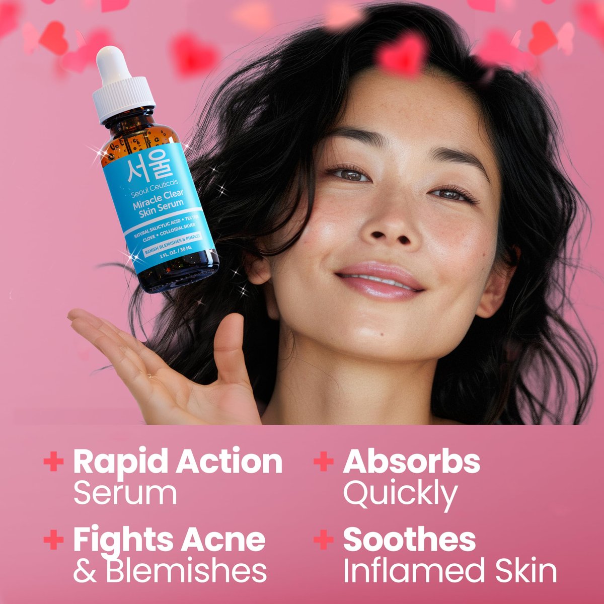 SeoulCeuticals Korean Acne Serum - Rapid Action Salicylic Acid, Tea Tree & Clove for Acne Prone Skin, 1oz Avelisse