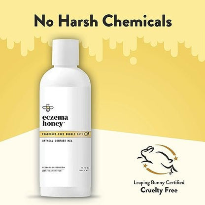 ECZEMA HONEY Fragrance-Free Oatmeal Comfort Bubble Bath – Sensitive Skin Body Wash & Bath Soak, 12 Oz
