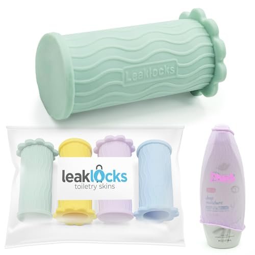 LeakLocks Toiletry Skins Elastic Sleeve for Leak Proofing Travel Containers - 4 Pack Pastel Paradise Avelisse