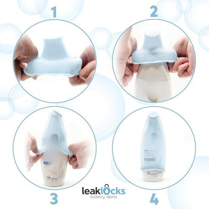 LeakLocks Toiletry Skins Elastic Sleeve for Leak Proofing Travel Containers - 4 Pack Pastel Paradise Avelisse