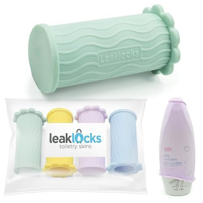 LeakLocks Toiletry Skins Elastic Sleeve for Leak Proofing Travel Containers - 4 Pack Pastel Paradise Avelisse