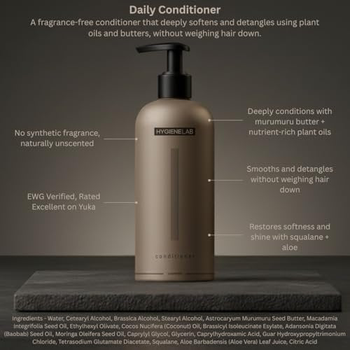 HygieneLab Conditioner for Men – EWG Verified, Unscented, Sulfate & Paraben Free, Lightweight Hydrating Formula for All Hair Types, 10 fl oz Avelisse