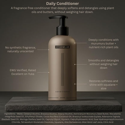 HygieneLab Conditioner for Men – EWG Verified, Unscented, Sulfate & Paraben Free, Lightweight Hydrating Formula for All Hair Types, 10 fl oz Avelisse