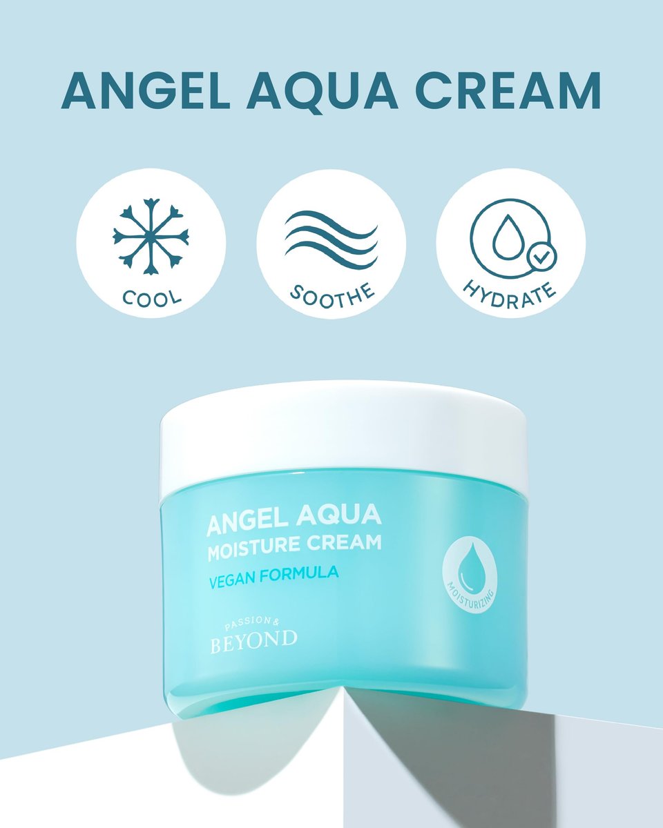 BEYOND Angel Aqua Moisture Cream - Instant Cooling & Hydrating Face Gel Moisturizer 5.1 oz | Vegan Korean Skin Care with Cica, Hyaluronic Acid, Panthenol Avelisse