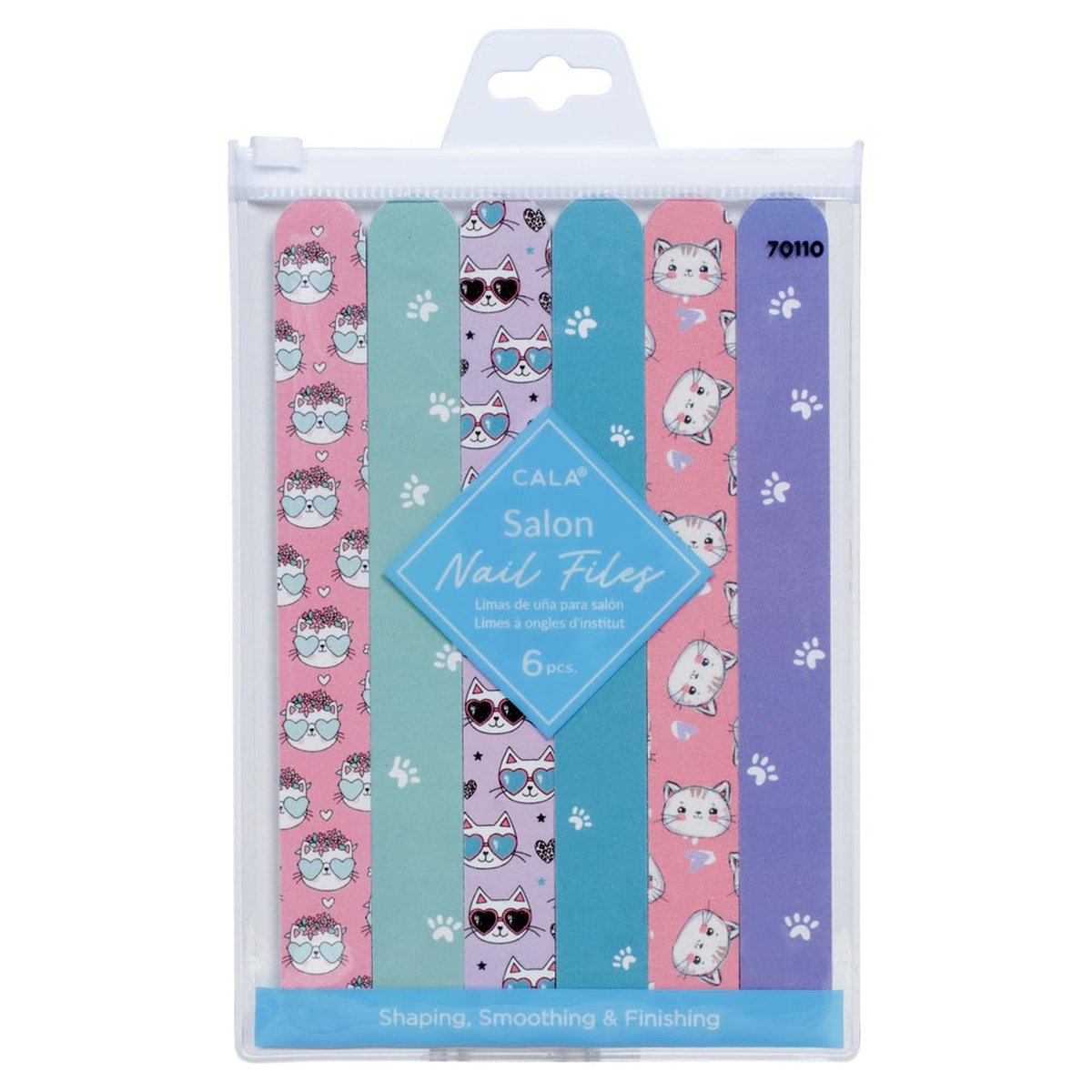 Cala Cat's Meaw Nail Files (6-Pack) - Multicolor Emery Boards for Smooth Shaping & Buffing - görsel 1