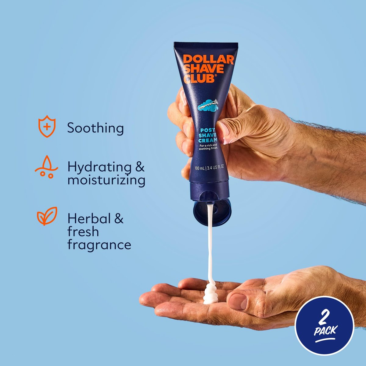 Dollar Shave Club Post Shave Cream 3.4 oz (2 Pack) – Hydrating Post Shave Lotion for Soothing, Moisturizing Skin Care - görsel 3