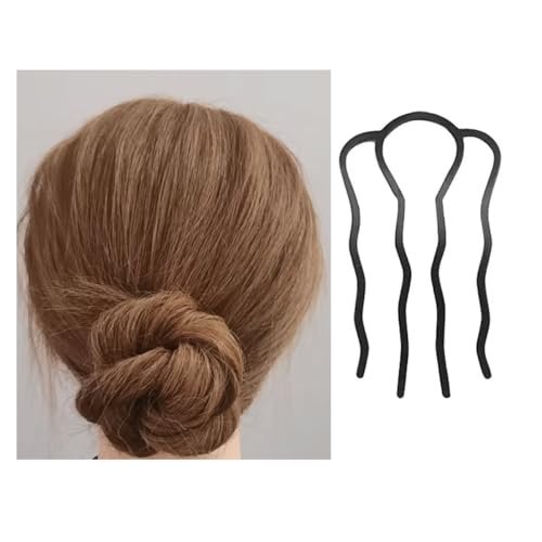 6-Piece Metal Hair Fork Clip Set – U-Shape Hair Pins & Side Combs for Bun, Updo & French Twist – Black Styling Tools for Women - görsel 8