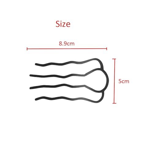6-Piece Metal Hair Fork Clip Set – U-Shape Hair Pins & Side Combs for Bun, Updo & French Twist – Black Styling Tools for Women - görsel 4