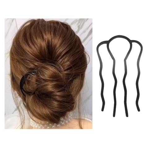 6-Piece Metal Hair Fork Clip Set – U-Shape Hair Pins & Side Combs for Bun, Updo & French Twist – Black Styling Tools for Women - görsel 10