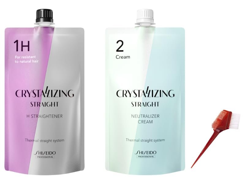 Professional Hair Rebonding Kit - Crystallizing Straightener, Neutralizing Cream, Hair Brush (2023) Avelisse
