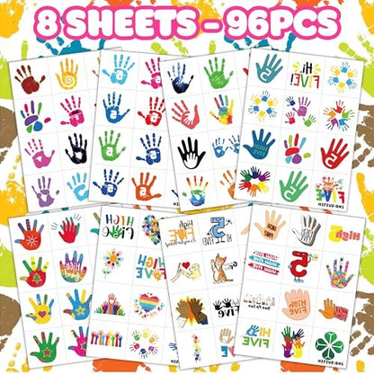 Hi Five Temporary Tattoos for Kids – 100+ Pre-Cut Hand High Five Tattoo Stickers – Party Favors, Goodie Bag Fillers, School Rewards, Positive Classroom Decorations Avelisse