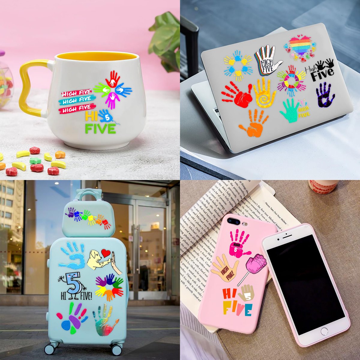 Hi Five Temporary Tattoos for Kids – 100+ Pre-Cut Hand High Five Tattoo Stickers – Party Favors, Goodie Bag Fillers, School Rewards, Positive Classroom Decorations Avelisse