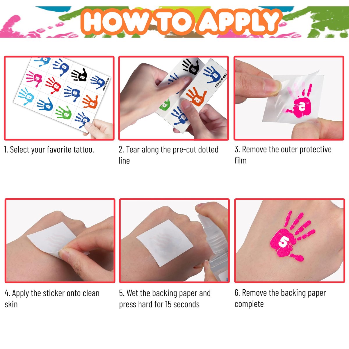 Hi Five Temporary Tattoos for Kids – 100+ Pre-Cut Hand High Five Tattoo Stickers – Party Favors, Goodie Bag Fillers, School Rewards, Positive Classroom Decorations Avelisse