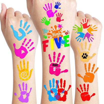 Hi Five Temporary Tattoos for Kids – 100+ Pre-Cut Hand High Five Tattoo Stickers – Party Favors, Goodie Bag Fillers, School Rewards, Positive Classroom Decorations Avelisse