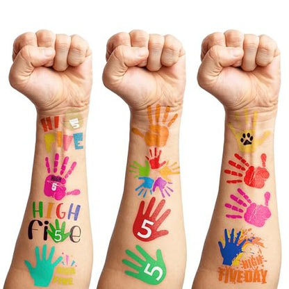 Hi Five Temporary Tattoos for Kids – 100+ Pre-Cut Hand High Five Tattoo Stickers – Party Favors, Goodie Bag Fillers, School Rewards, Positive Classroom Decorations Avelisse