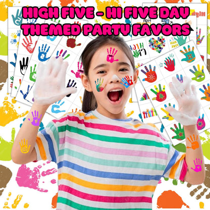 Hi Five Temporary Tattoos for Kids – 100+ Pre-Cut Hand High Five Tattoo Stickers – Party Favors, Goodie Bag Fillers, School Rewards, Positive Classroom Decorations Avelisse