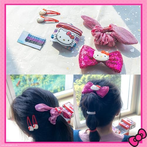 Hello Kitty Train Case Cosmetic Makeup Set for Girls Ages 6+ | Lip Gloss, Eye Shimmer, Nail Polish & Hair Accessories by Townley Girl Avelisse
