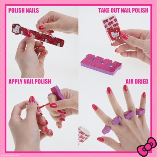 Hello Kitty Train Case Cosmetic Makeup Set for Girls Ages 6+ | Lip Gloss, Eye Shimmer, Nail Polish & Hair Accessories by Townley Girl Avelisse