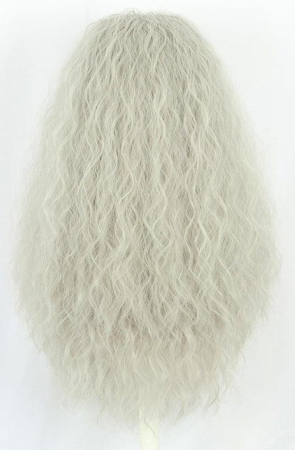 Karlery Men Long Curly Grey Wizard Wig and Fake Beard Halloween Cosplay Costume Accessory