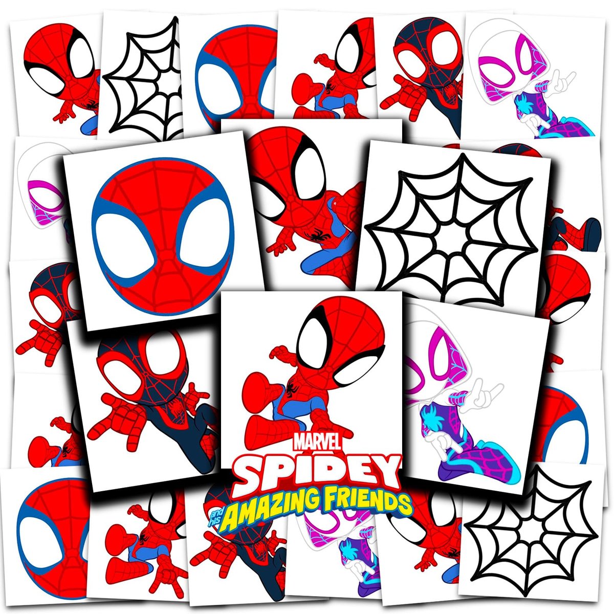 Spidey and His Amazing Friends Temporary Tattoos Party Favors Bundle - 70+ Perforated 2x2 Inch Tattoos for Kids, Made in USA - görsel 1