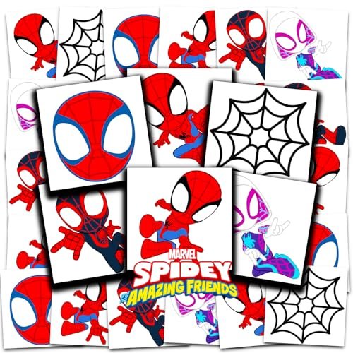 Spidey and His Amazing Friends Temporary Tattoos Party Favors Bundle - 70+ Perforated 2x2 Inch Tattoos for Kids, Made in USA - görsel 2