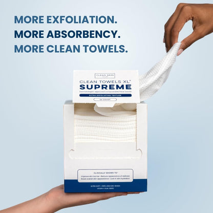 Clean Skin Club Clean Towels XL® Supreme - 100% USDA Biobased Disposable Face Towelettes, Eczema Association Accepted, Ultra Absorbent & Soft, 50 Count Avelisse