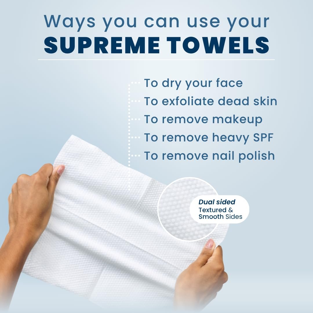 Clean Skin Club Clean Towels XL® Supreme - 100% USDA Biobased Disposable Face Towelettes, Eczema Association Accepted, Ultra Absorbent & Soft, 50 Count Avelisse