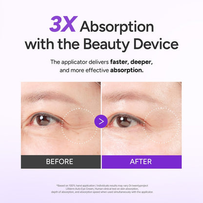 Dr.twentyproject Lifderm Eye Cream with Collagen & Vibrating Device – Anti-Aging, Firming, Depuffing Korean Skincare (20ml / 0.6 fl oz) Avelisse