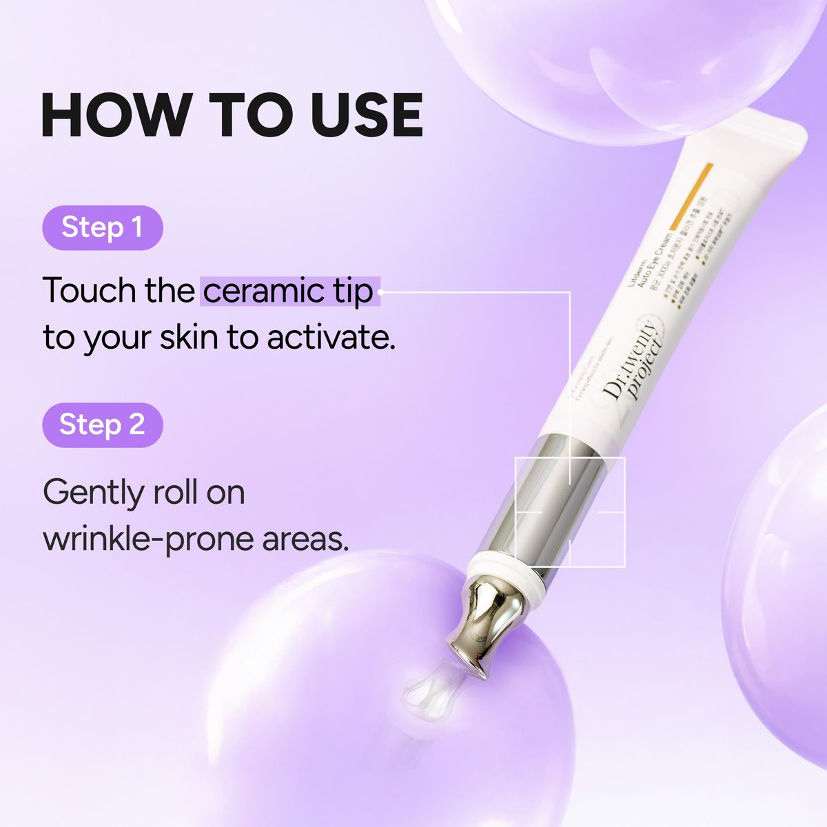 Dr.twentyproject Lifderm Eye Cream with Collagen & Vibrating Device – Anti-Aging, Firming, Depuffing Korean Skincare (20ml / 0.6 fl oz) Avelisse
