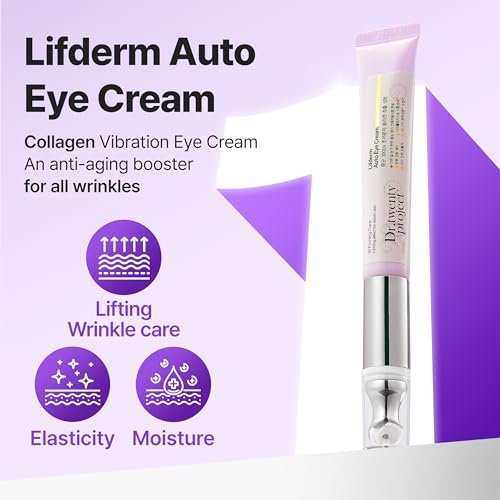 Dr.twentyproject Lifderm Eye Cream with Collagen & Vibrating Device – Anti-Aging, Firming, Depuffing Korean Skincare (20ml / 0.6 fl oz) Avelisse