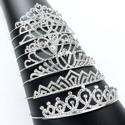 inSowni 8-Piece Decorative Princess Dazzling Rhinestone Silver Metal Tiara Crown Headbands - Wedding Birthday Party Prom Headpieces for Brides, Bridesmaids, Women, Girls, Teens, Kids - görsel 14