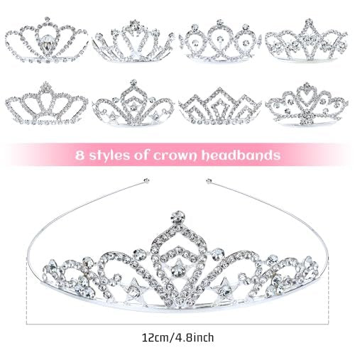 inSowni 8-Piece Decorative Princess Dazzling Rhinestone Silver Metal Tiara Crown Headbands - Wedding Birthday Party Prom Headpieces for Brides, Bridesmaids, Women, Girls, Teens, Kids - görsel 10