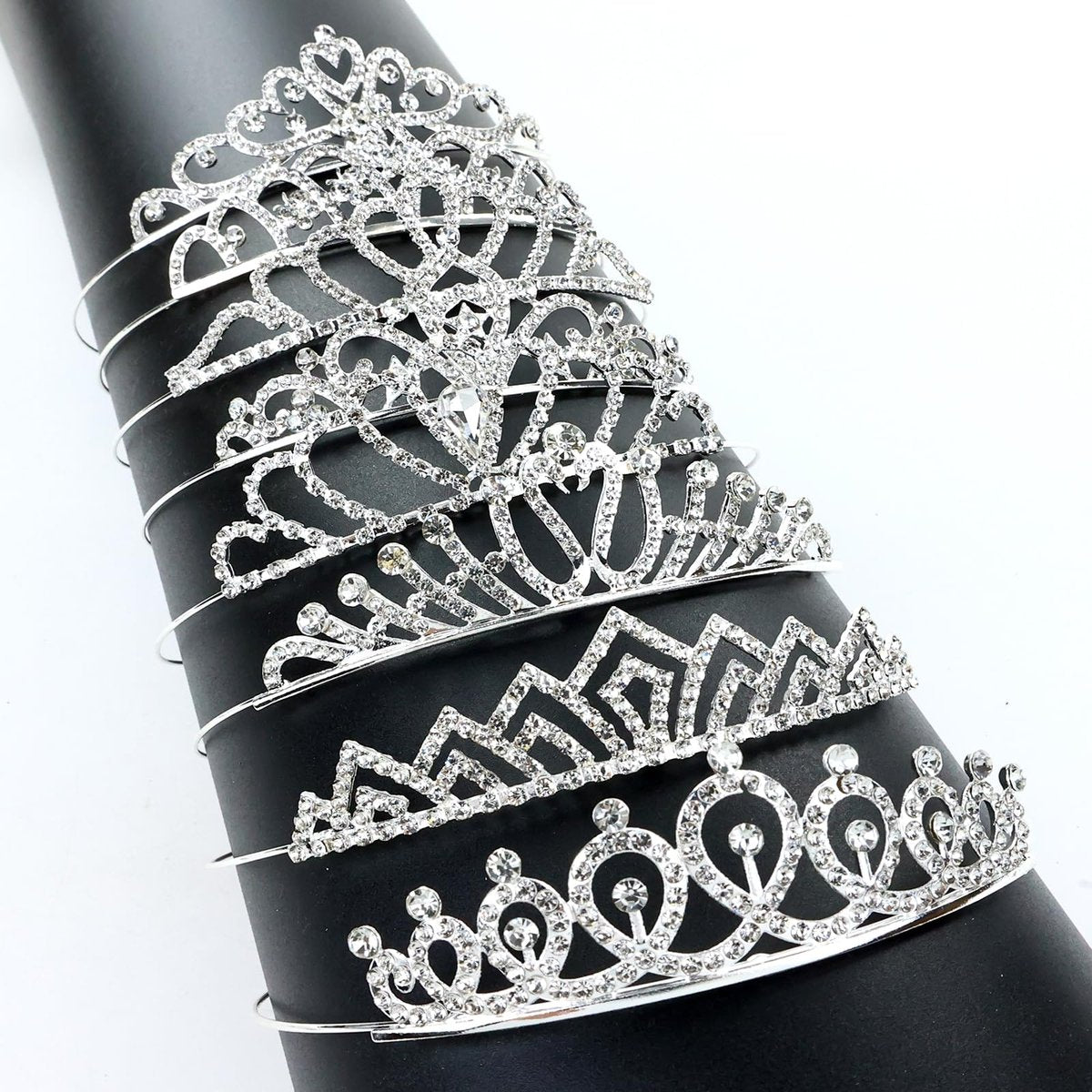 inSowni 8-Piece Decorative Princess Dazzling Rhinestone Silver Metal Tiara Crown Headbands - Wedding Birthday Party Prom Headpieces for Brides, Bridesmaids, Women, Girls, Teens, Kids - görsel 13