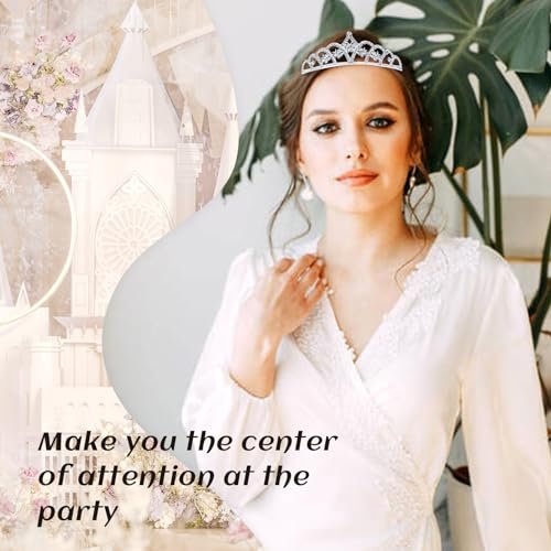 inSowni 8-Piece Decorative Princess Dazzling Rhinestone Silver Metal Tiara Crown Headbands - Wedding Birthday Party Prom Headpieces for Brides, Bridesmaids, Women, Girls, Teens, Kids - görsel 8