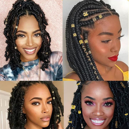 220 Pcs Gold Hair Jewelry Braid Set – Metal Dreadlock Rings, Cuffs & Clips for Hair Decorations