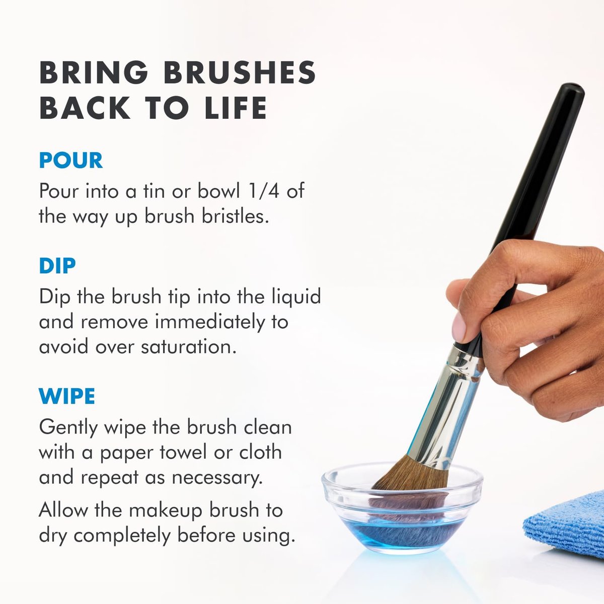 Cinema Secrets Original Blue Vanilla Makeup Brush Cleaner Solution & Spray Combo - Professional Brush Cleanser, Quick-Drying & Rinse-Free, Removes Built-Up Makeup (16 fl oz & 2 fl oz) Avelisse