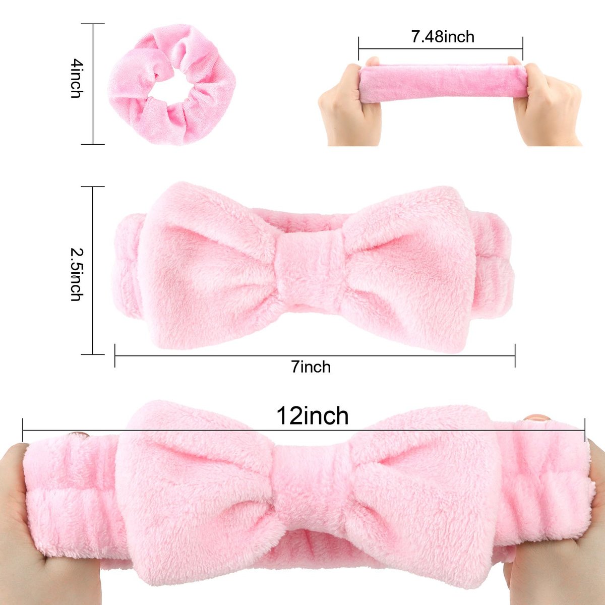 CIEHER 12-Piece Bachelorette Party Favors Set - 6 Spa Headbands & 6 Velvet Hair Scrunchies for Bride and Bridesmaids - görsel 5