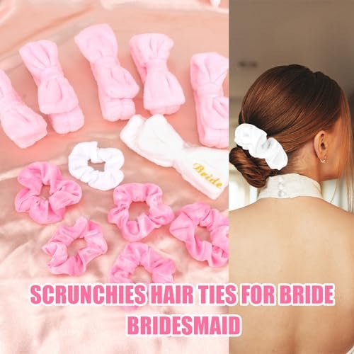 CIEHER 12-Piece Bachelorette Party Favors Set - 6 Spa Headbands & 6 Velvet Hair Scrunchies for Bride and Bridesmaids - görsel 8