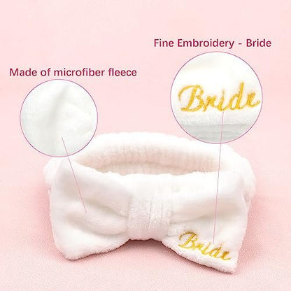 CIEHER 12-Piece Bachelorette Party Favors Set - 6 Spa Headbands & 6 Velvet Hair Scrunchies for Bride and Bridesmaids