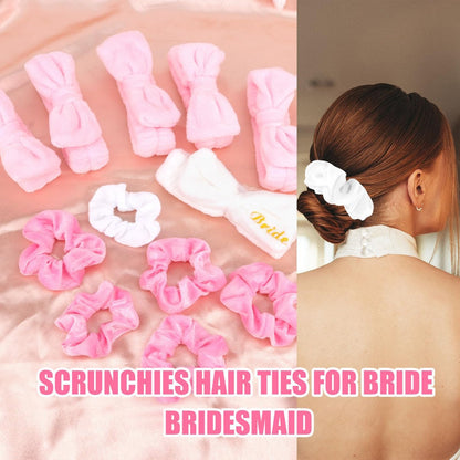 CIEHER 12-Piece Bachelorette Party Favors Set - 6 Spa Headbands & 6 Velvet Hair Scrunchies for Bride and Bridesmaids