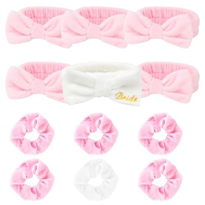 CIEHER 12-Piece Bachelorette Party Favors Set - 6 Spa Headbands & 6 Velvet Hair Scrunchies for Bride and Bridesmaids