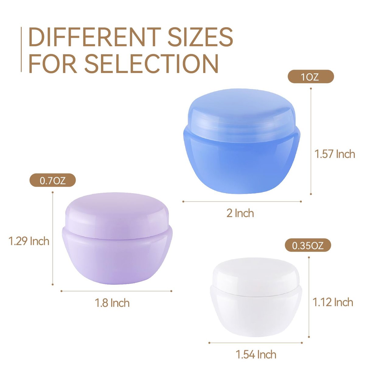 ZOADLE Travel Containers for Toiletries - 3 Size 0.35/0.7/1 OZ Sample Jars, TSA Approved Leak-Proof Travel Size Toiletries Containers with Lids for Cosmetic Makeup Face Body Hand Cream - görsel 9