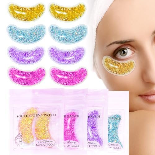 Reusable Under Eye Patches for Puffy Eyes - Cooling Gel Eye Mask for Dark Circles, Migraine Relief & Sinus Pain - 8 Pack - görsel 2
