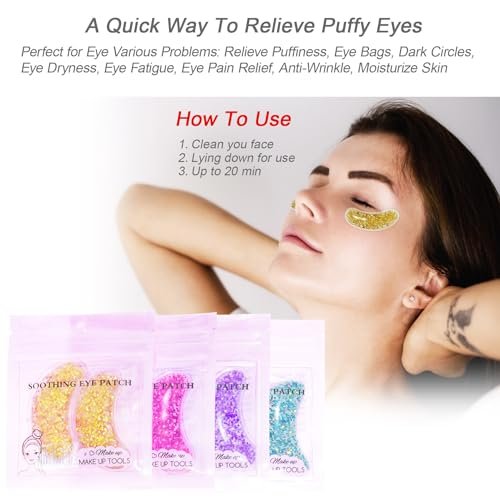 Reusable Under Eye Patches for Puffy Eyes - Cooling Gel Eye Mask for Dark Circles, Migraine Relief & Sinus Pain - 8 Pack - görsel 8