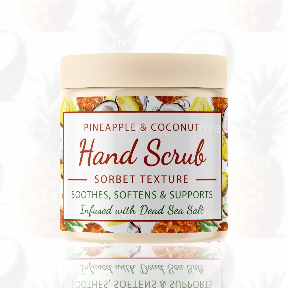 CalmGrace Hand Scrub for Dry Hands – Dead Sea Salts & Pineapple Coconut Scent – Sorbet Texture Exfoliating Hand Scrub with Avocado Oil, Vitamin E & C – 10.5 oz Avelisse
