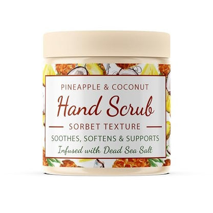 CalmGrace Hand Scrub for Dry Hands – Dead Sea Salts & Pineapple Coconut Scent – Sorbet Texture Exfoliating Hand Scrub with Avocado Oil, Vitamin E & C – 10.5 oz Avelisse