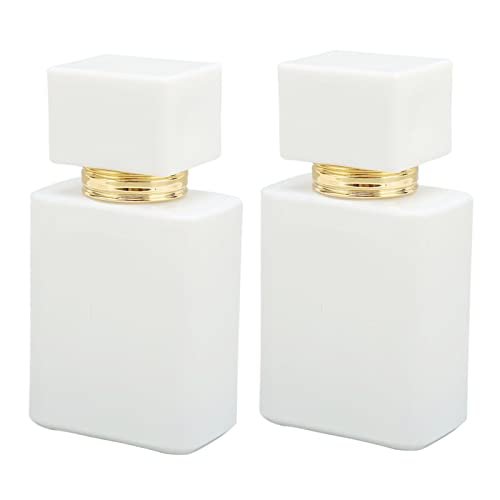 Refillable Empty Glass Perfume Bottle Atomizer - 2 Pack, 30ml, White with Golden Nozzle - görsel 2